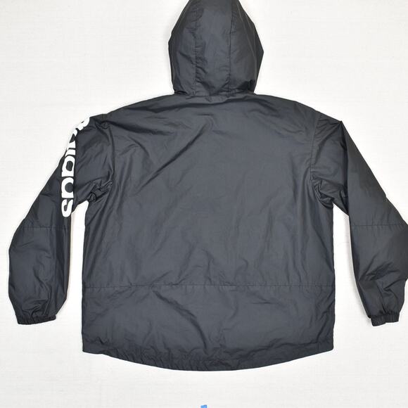 Adidas Women Full Zip Jacket Hooded Polyester Black Size L Windbreaker Mesh Line - Picture 3 of 8